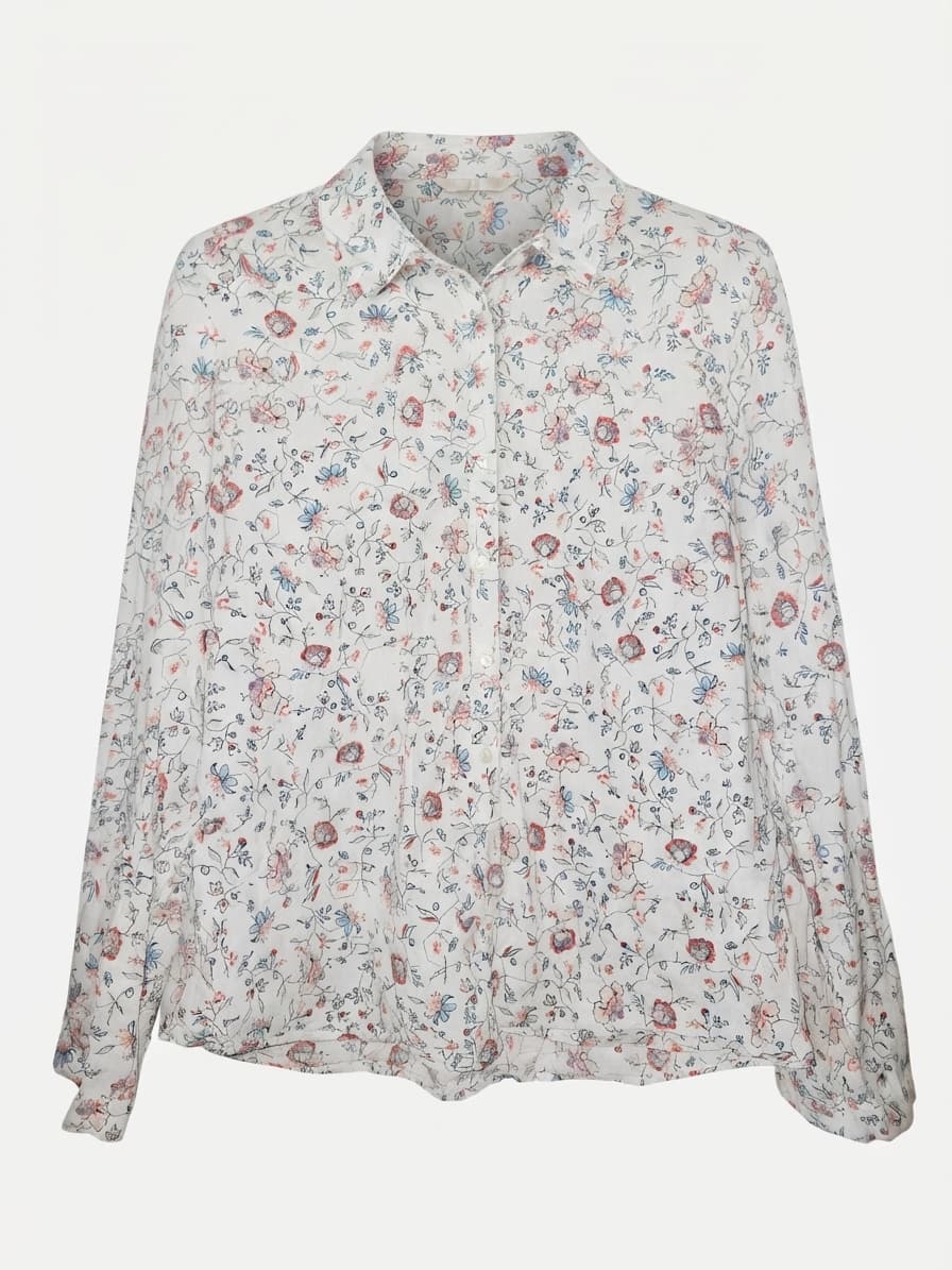 Regatta Button-Down Blouse Floral Print White Blue Red Women's 14 — photo 1 of 6