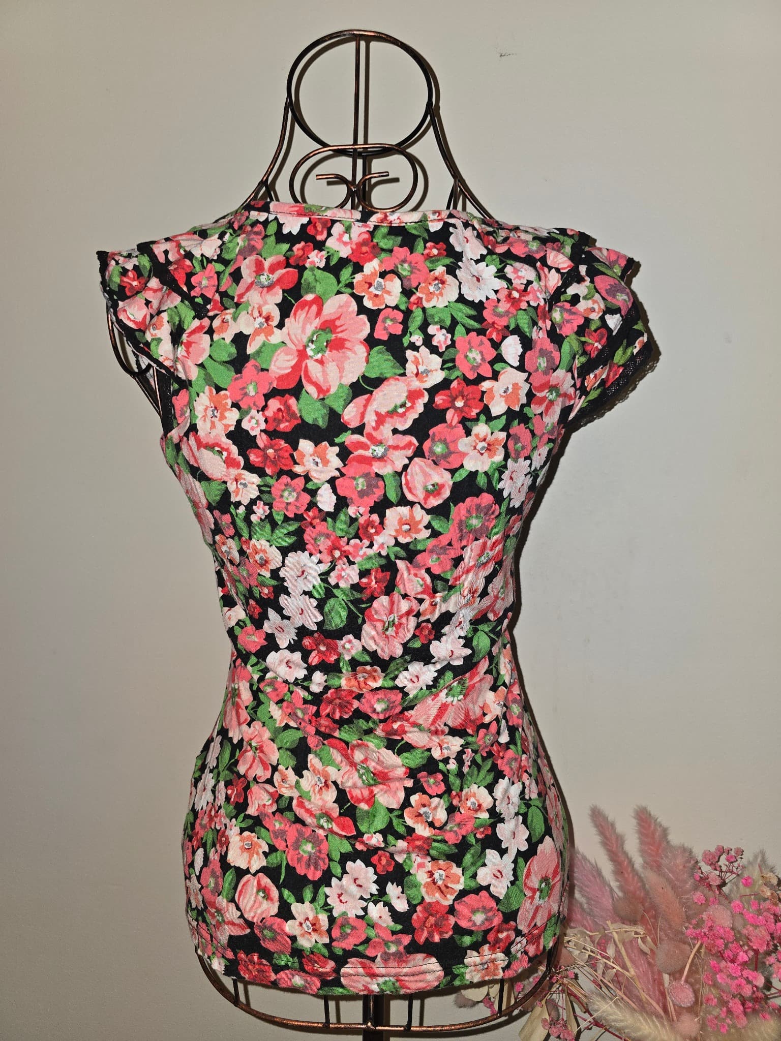 Review Floral Print Blouse Ruffle Sleeve Multicolour Women's 10 — photo 3 of 5