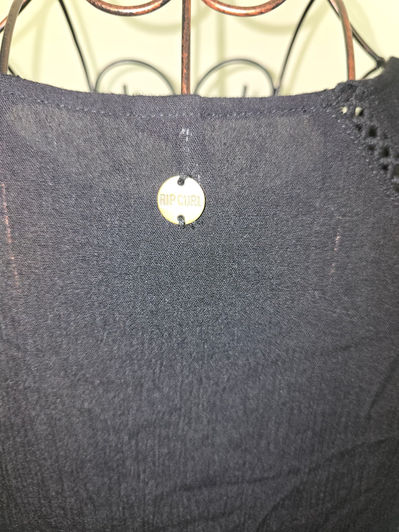 Rip Curl Gauze Cotton Dress Crochet Trim Black Women's S — photo 5 of 6