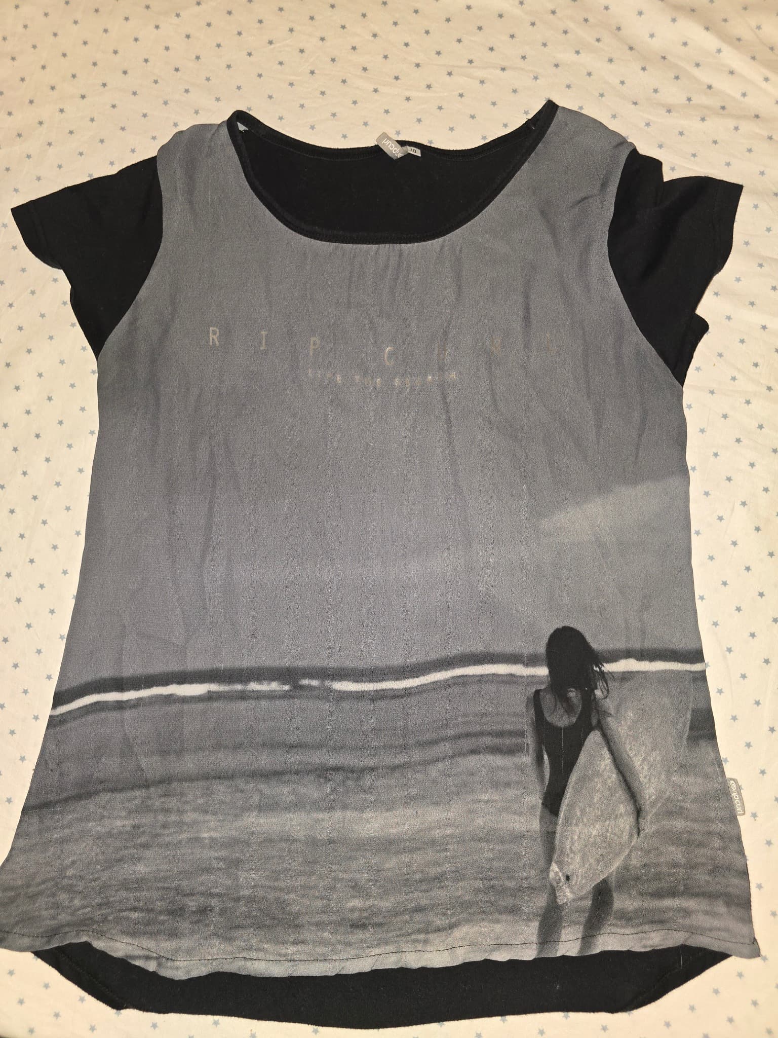 Rip Curl Graphic T-Shirt Live The Search Black Grey Women's 10 — photo 5 of 5