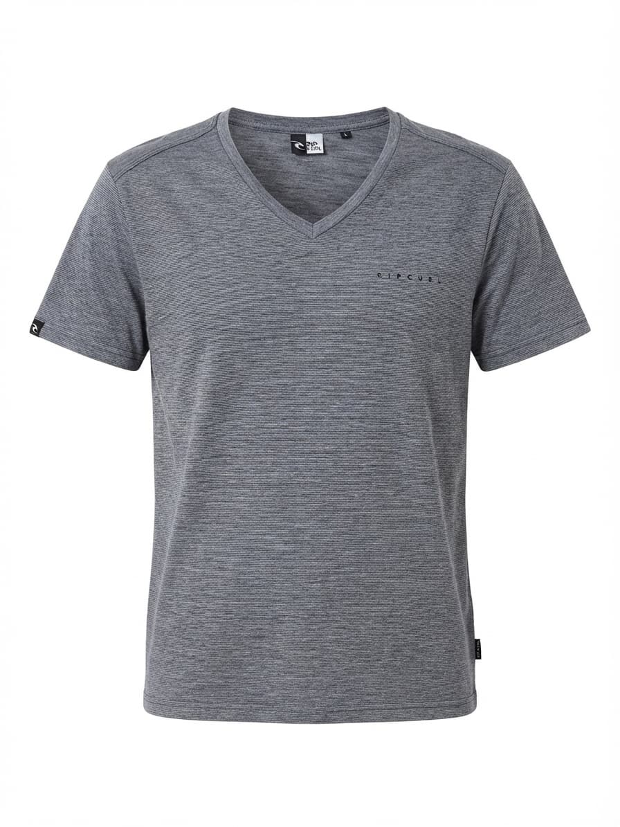 Rip Curl V-Neck T-Shirt Textured Stripe Grey Men's M — photo 1 of 7