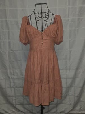Ruby Sefy Fit & Flare Dress Square Neck Puff Sleeve Orange Women's 8 — photo 1 of 8