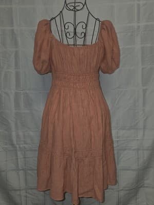 Ruby Sefy Fit & Flare Dress Square Neck Puff Sleeve Orange Women's 8 — photo 3 of 8