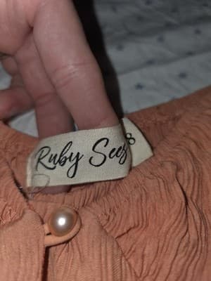 Ruby Sefy Fit & Flare Dress Square Neck Puff Sleeve Orange Women's 8 — photo 5 of 8