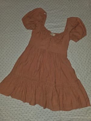 Ruby Sefy Fit & Flare Dress Square Neck Puff Sleeve Orange Women's 8 — photo 6 of 8