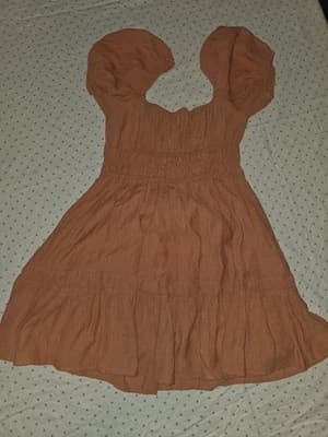 Ruby Sefy Fit & Flare Dress Square Neck Puff Sleeve Orange Women's 8 — photo 8 of 8