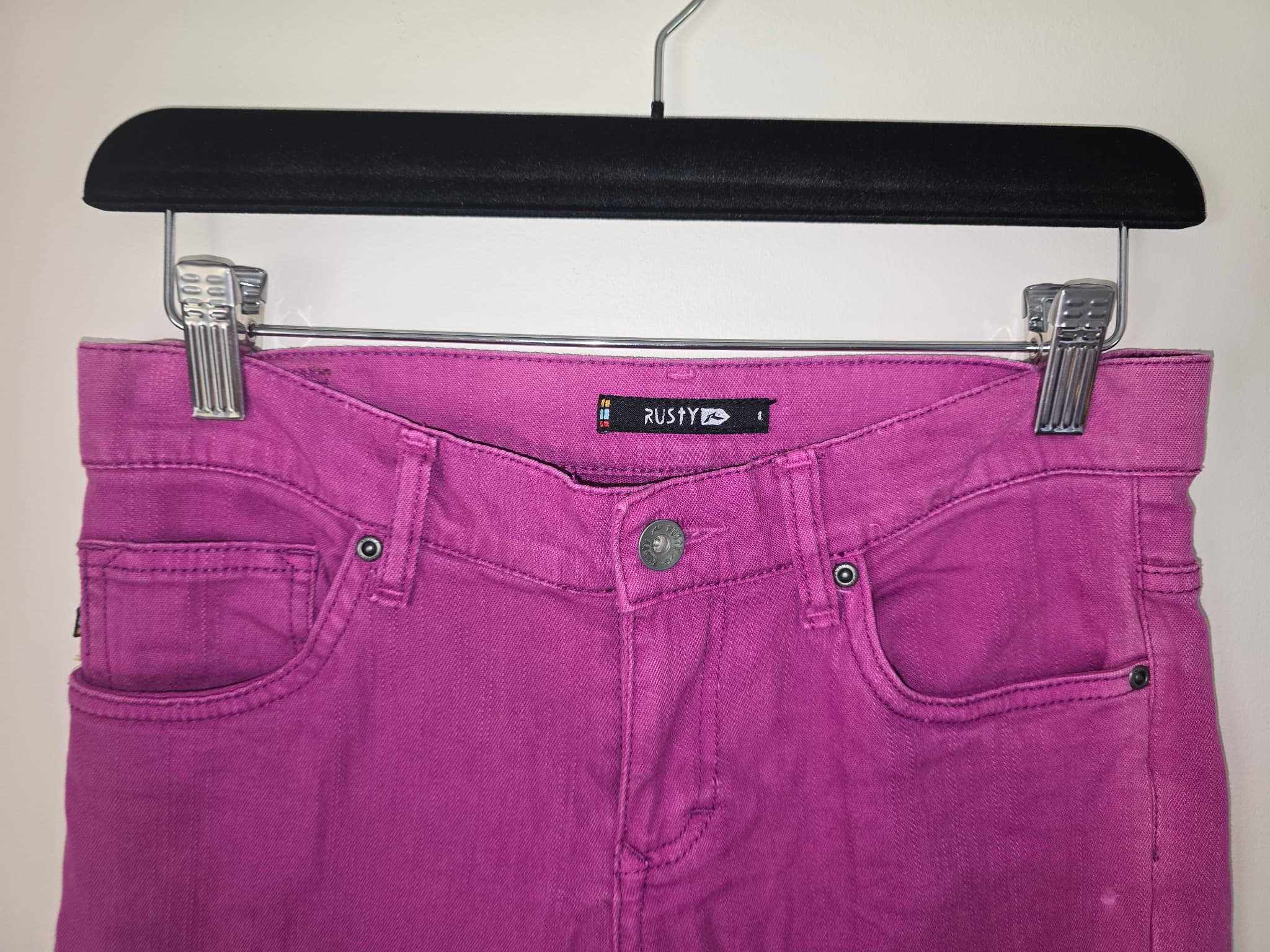 RUSTY Skinny Jeans Ankle Zip Magenta Women's 8 — photo 2 of 8