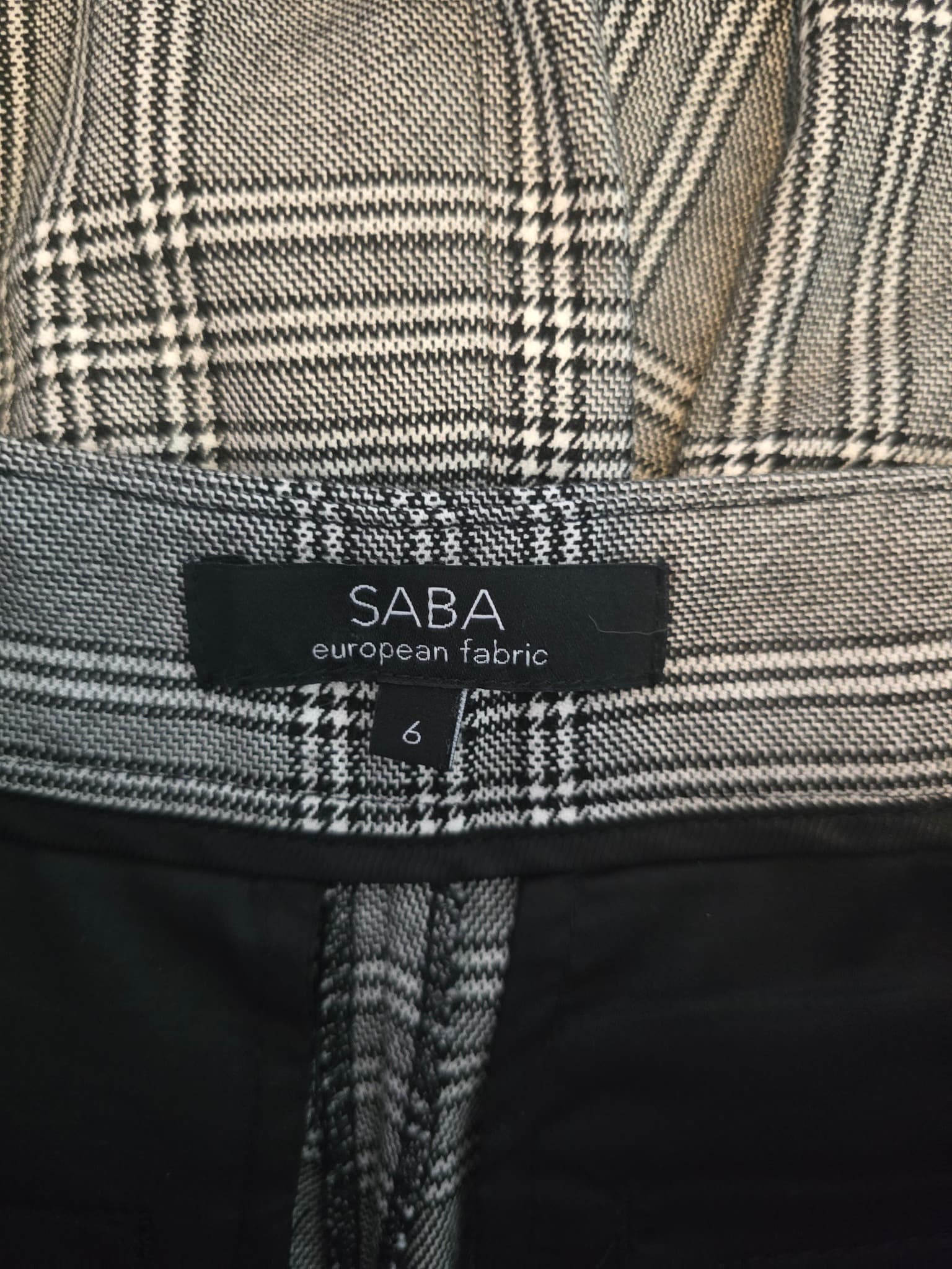 SABA High-Waisted Trousers Glen Plaid Grey Women's 6 — photo 5 of 6