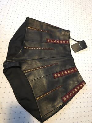 Saint Laurent Claudius Embroidered Lambskin Leather Shorts Black Burgundy Gold Women's 6 — photo 1 of 17