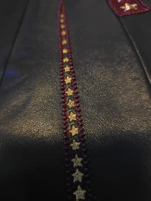 Saint Laurent Claudius Embroidered Lambskin Leather Shorts Black Burgundy Gold Women's 6 — photo 15 of 17
