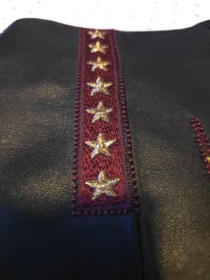 Saint Laurent Claudius Embroidered Lambskin Leather Shorts Black Burgundy Gold Women's 6 — photo 16 of 17