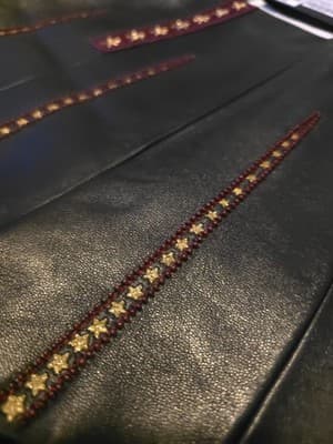 Saint Laurent Claudius Embroidered Lambskin Leather Shorts Black Burgundy Gold Women's 6 — photo 6 of 17