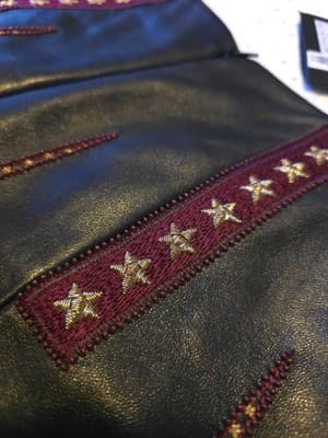 Saint Laurent Claudius Embroidered Lambskin Leather Shorts Black Burgundy Gold Women's 6 — photo 8 of 17