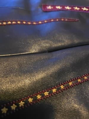 Saint Laurent Claudius Embroidered Lambskin Leather Shorts Black Burgundy Gold Women's 6 — photo 9 of 17