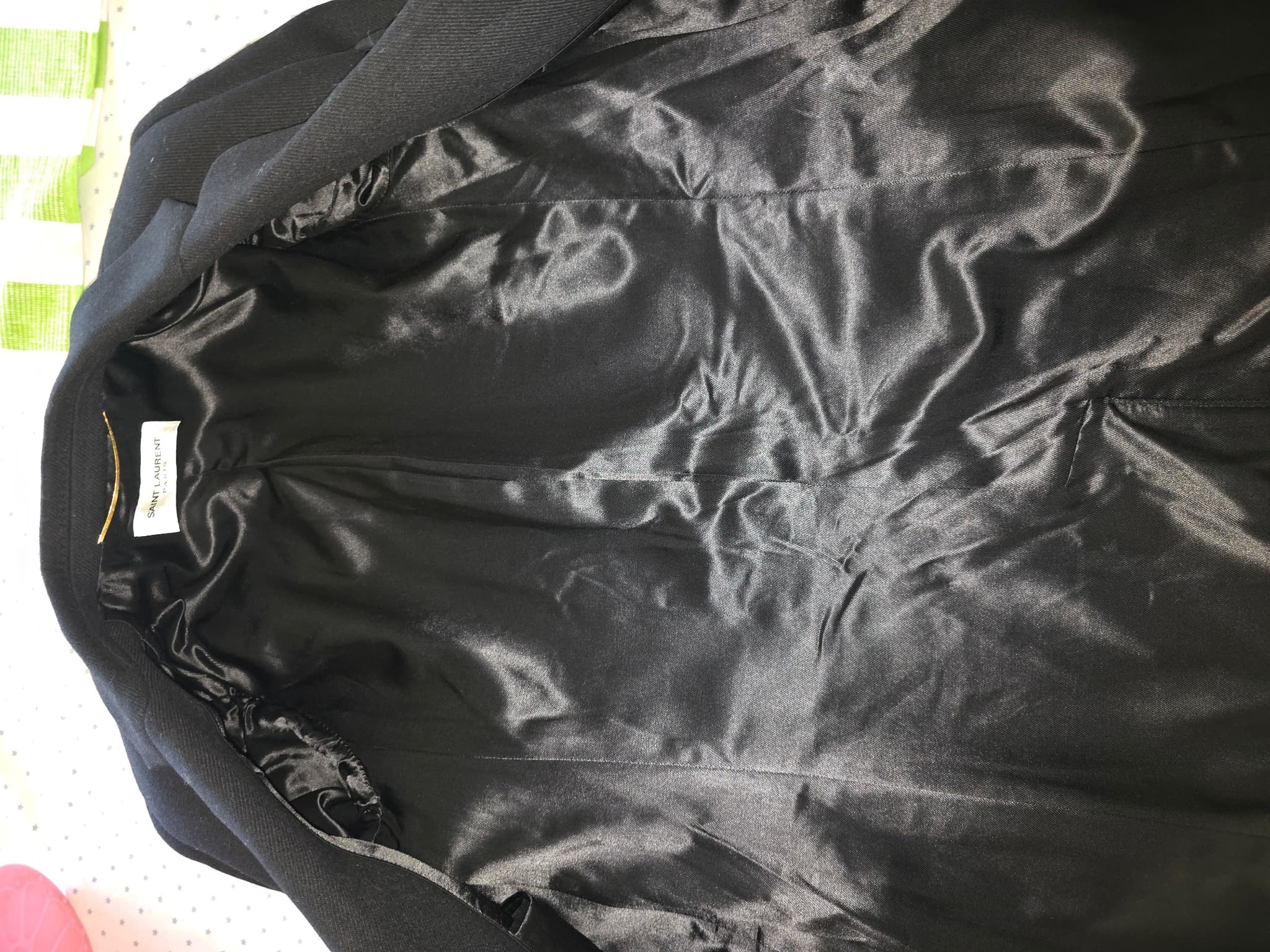 Saint Laurent Paris Black Wool Long Coat F42 US 10 Manteau Single Breasted YSL — photo 11 of 13