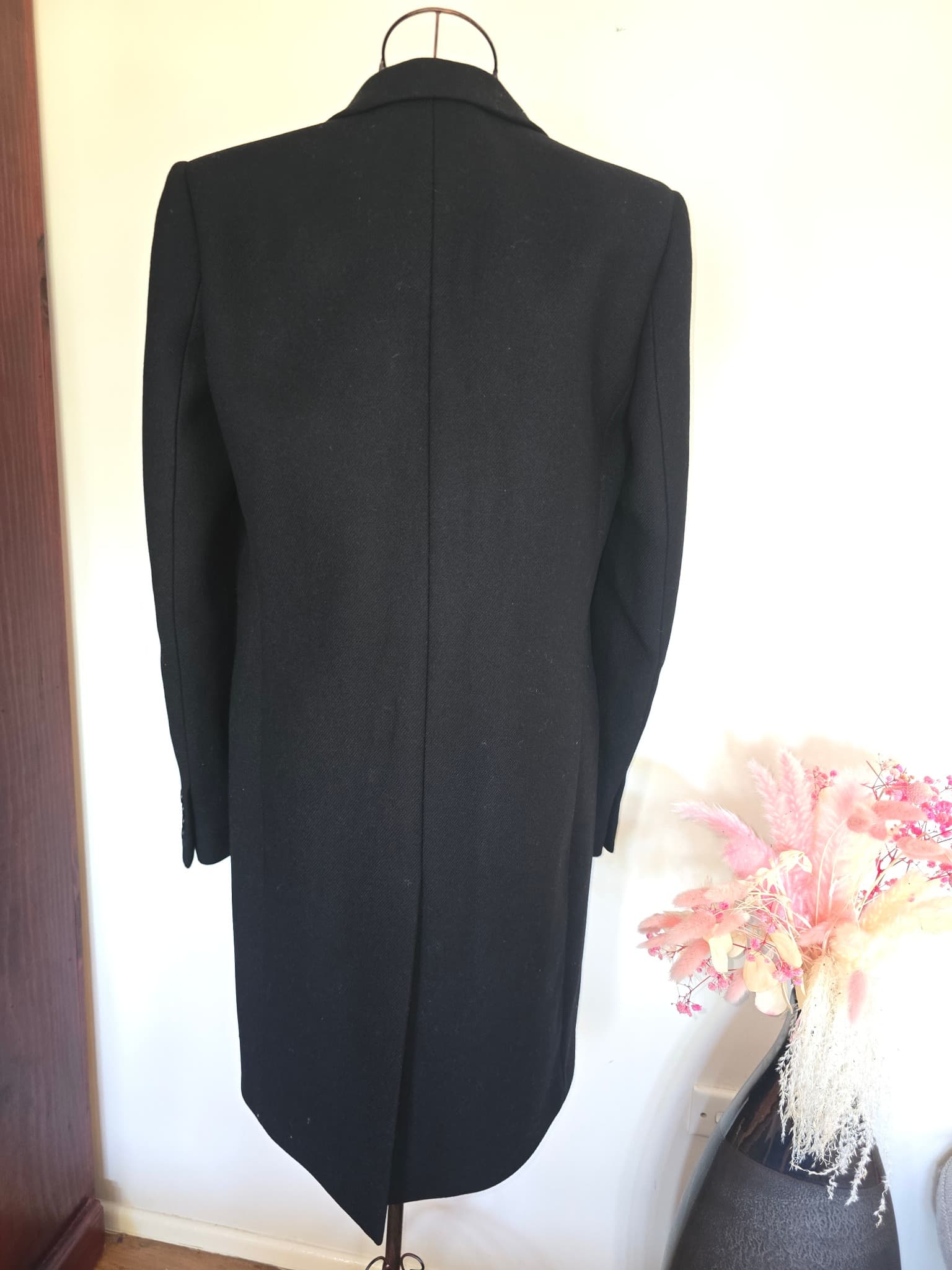 Saint Laurent Paris Black Wool Long Coat F42 US 10 Manteau Single Breasted YSL — photo 8 of 13