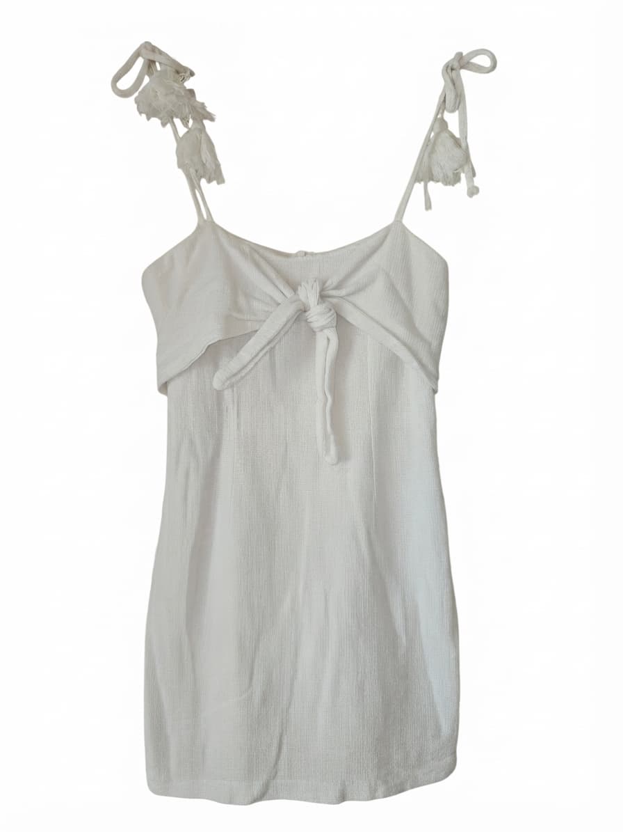 Saints + Secrets Mini Dress Tie Front Tassel Straps White Women's 8 — photo 1 of 4