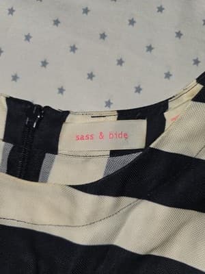Sass & Bide The Regal Line Striped Tunic Blouse Navy Cream Women's 10 — photo 3 of 4