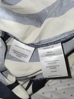 Sass & Bide The Regal Line Striped Tunic Blouse Navy Cream Women's 10 — photo 4 of 4