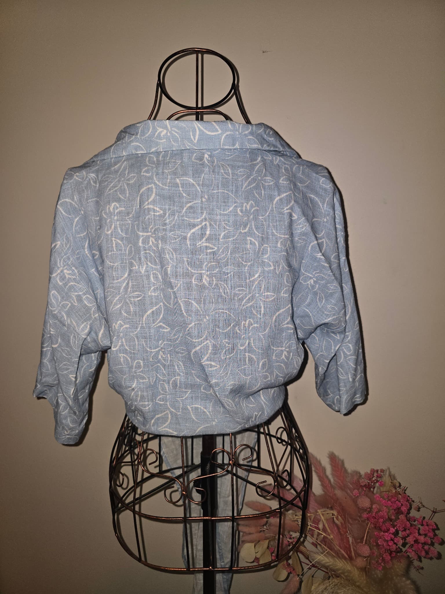 Sea and Sun Crop Top Floral Tie-Front Light Blue Women's S — photo 4 of 5