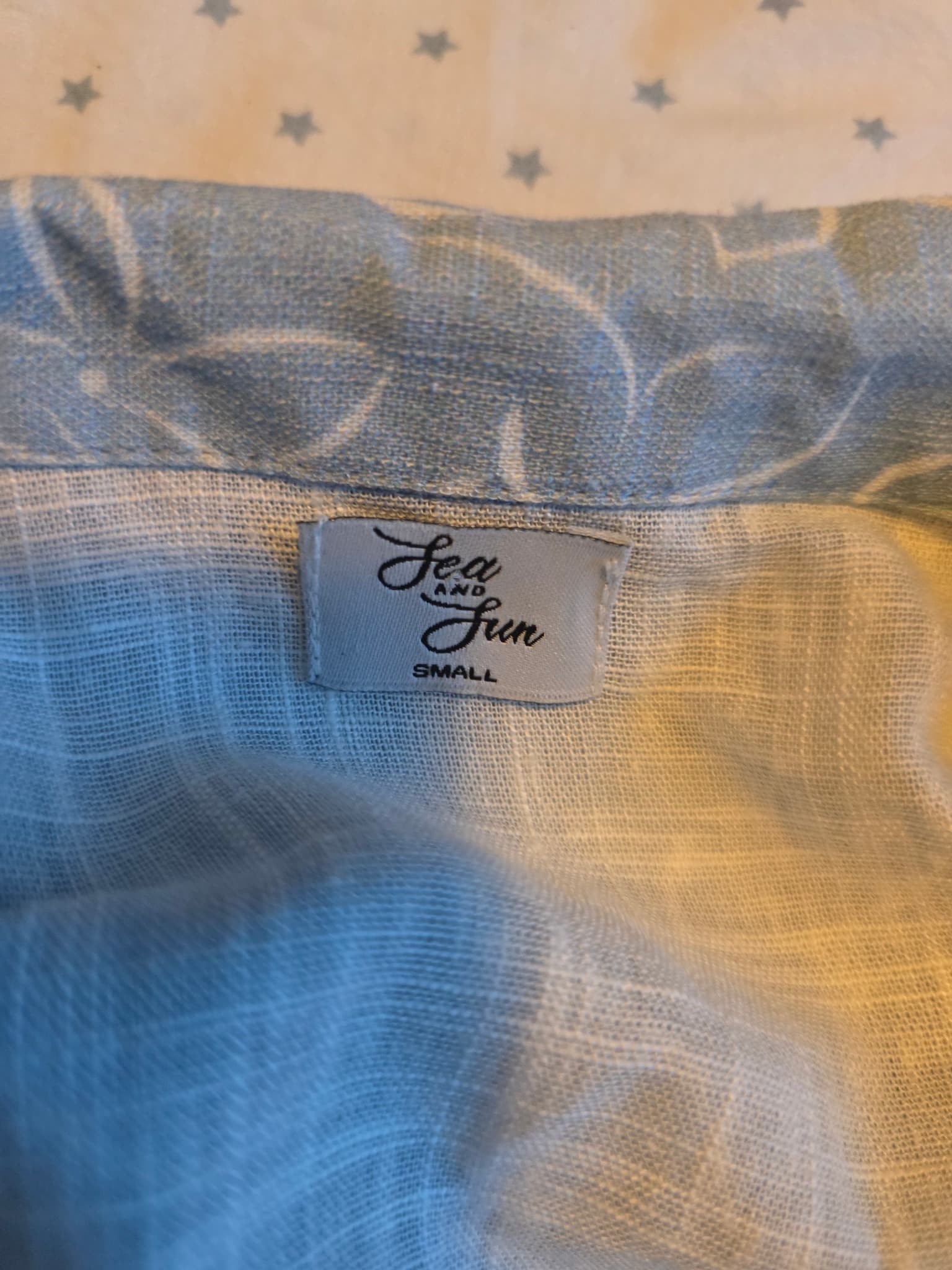 Sea and Sun Crop Top Floral Tie-Front Light Blue Women's S — photo 5 of 5
