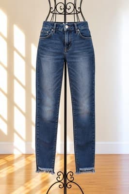 Seed Heritage Straight Leg Jeans Frayed Hem Blue Women's 10 — photo 1 of 3