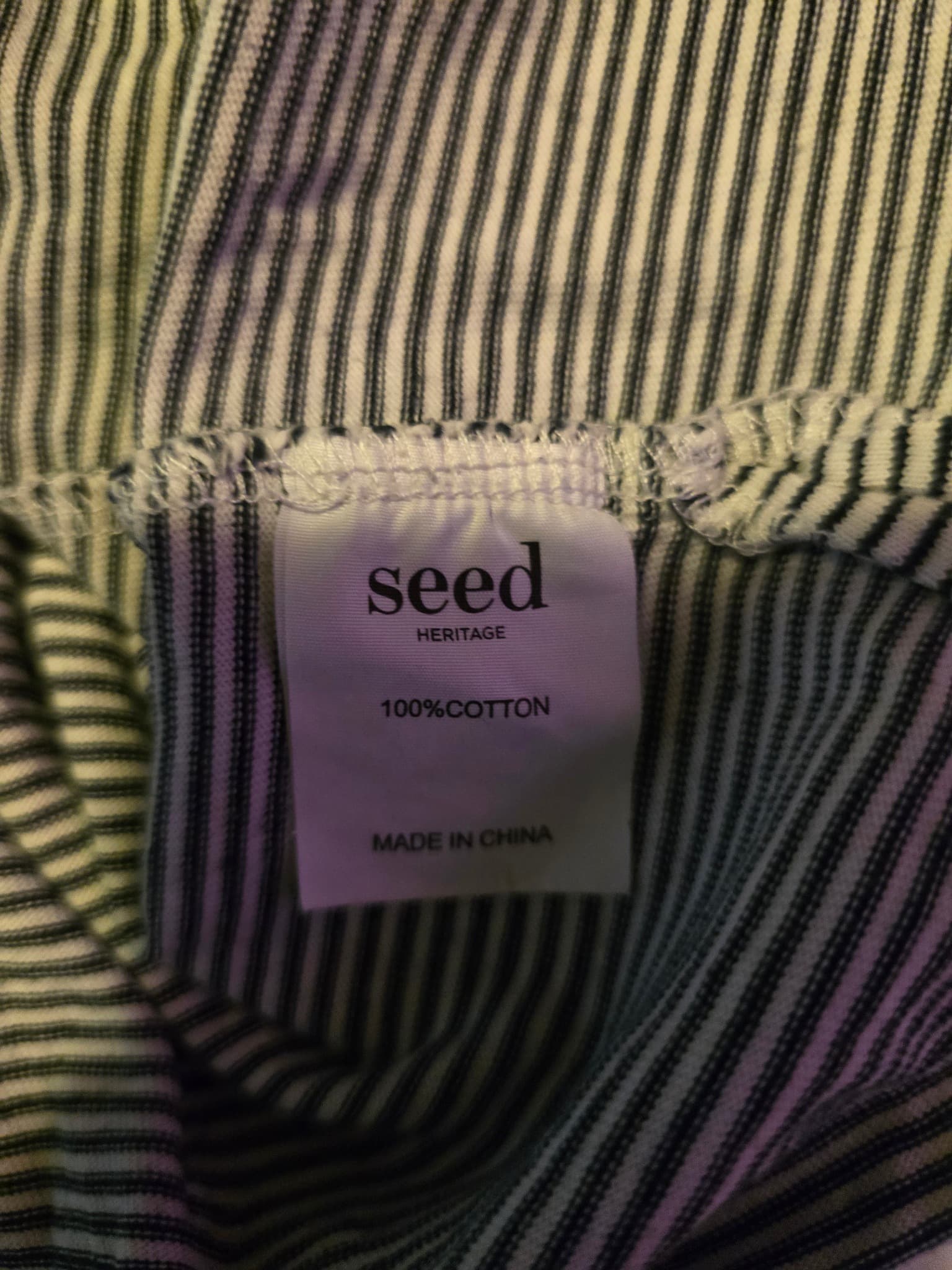 Seed Heritage Striped Sequin Slogan T-Shirt Black and White Women's S — photo 4 of 4