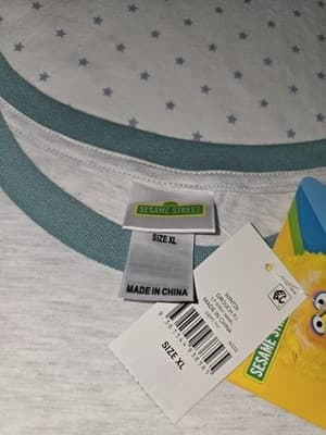 Sesame Street Long Sleeve Pyjama Top Cookie Monster & Oscar The Grouch Grey Unisex XL — photo 2 of 3