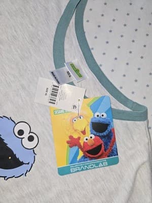Sesame Street Long Sleeve Pyjama Top Cookie Monster & Oscar The Grouch Grey Unisex XL — photo 3 of 3