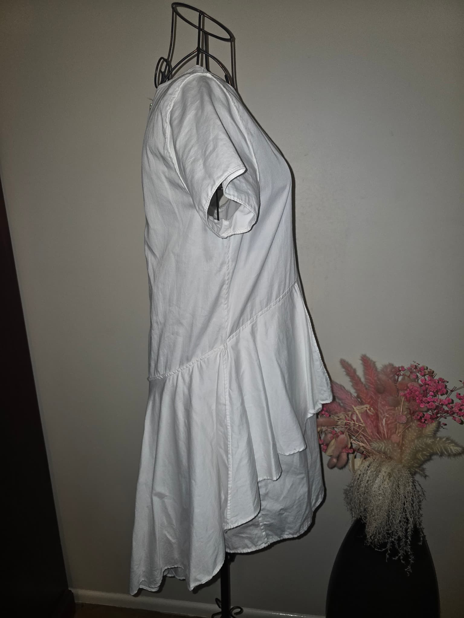 Shakuhachi Peplum Mini Dress Exposed Back Zipper White Women's 8 — photo 2 of 6