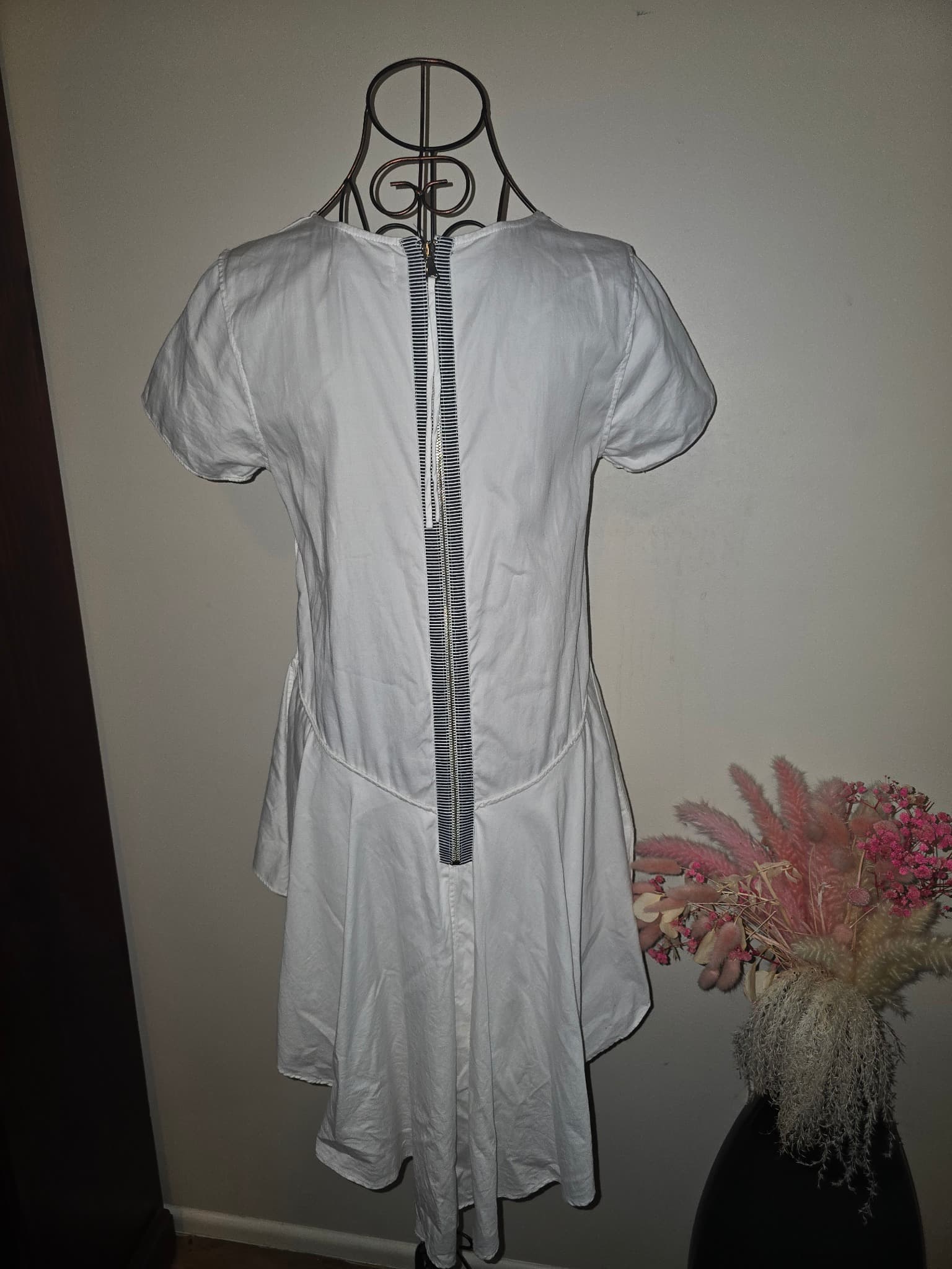 Shakuhachi Peplum Mini Dress Exposed Back Zipper White Women's 8 — photo 3 of 6