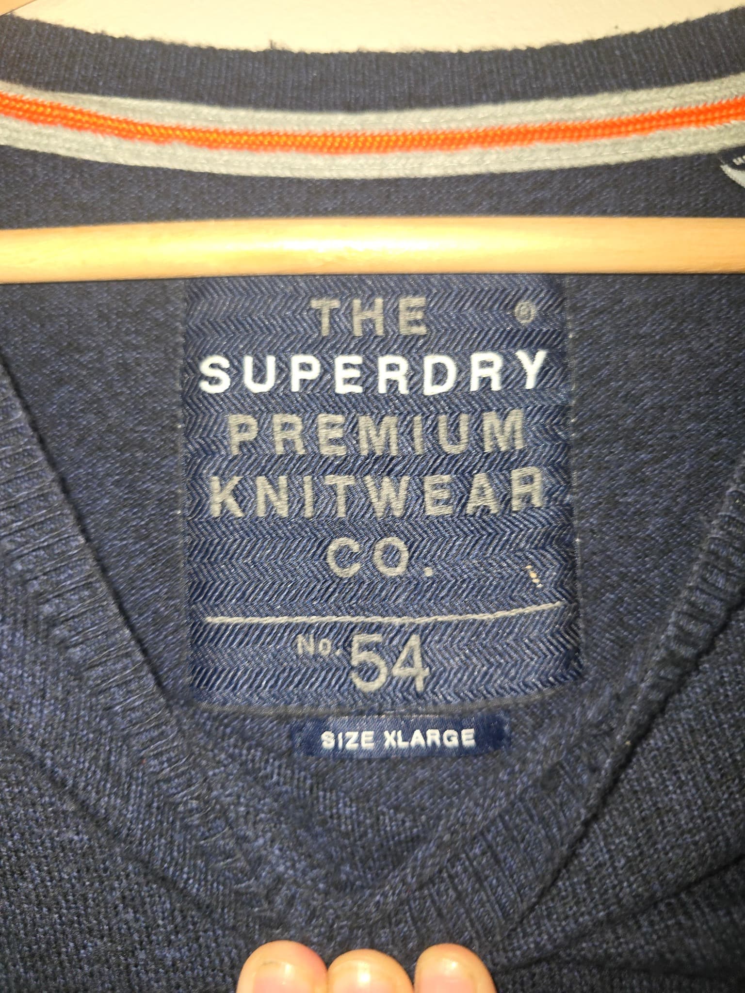 Superdry Crew Neck Knit Sweater Embroidered Logo Navy Blue Men's XL — photo 3 of 6