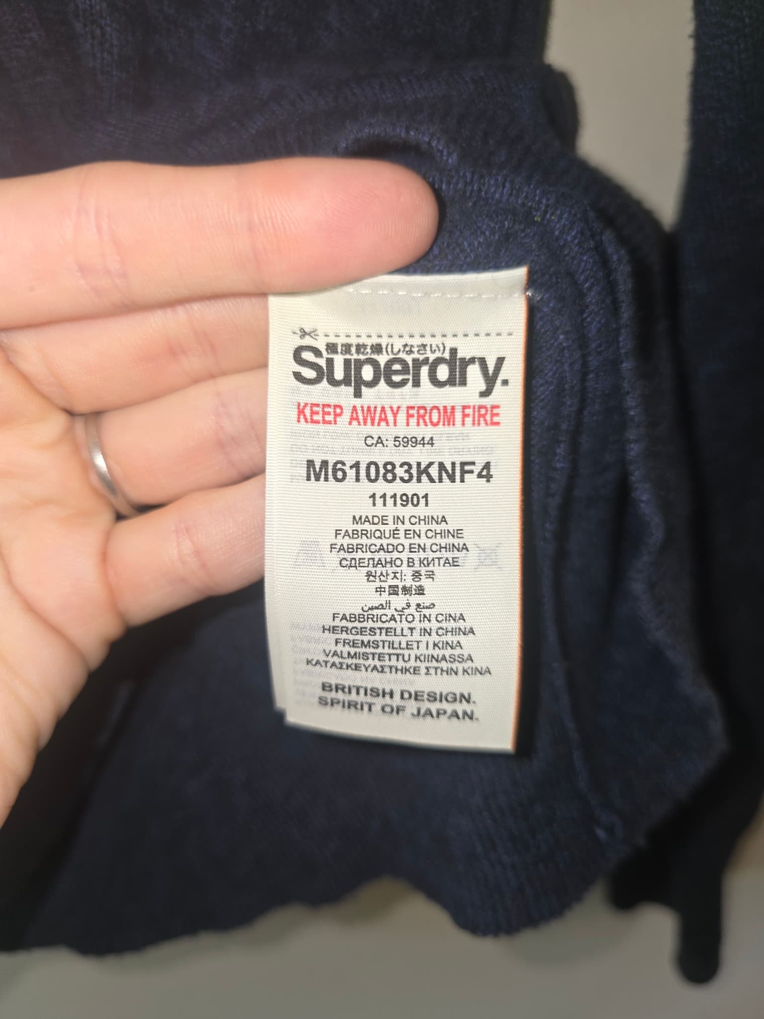 Superdry Crew Neck Knit Sweater Embroidered Logo Navy Blue Men's XL — photo 5 of 6