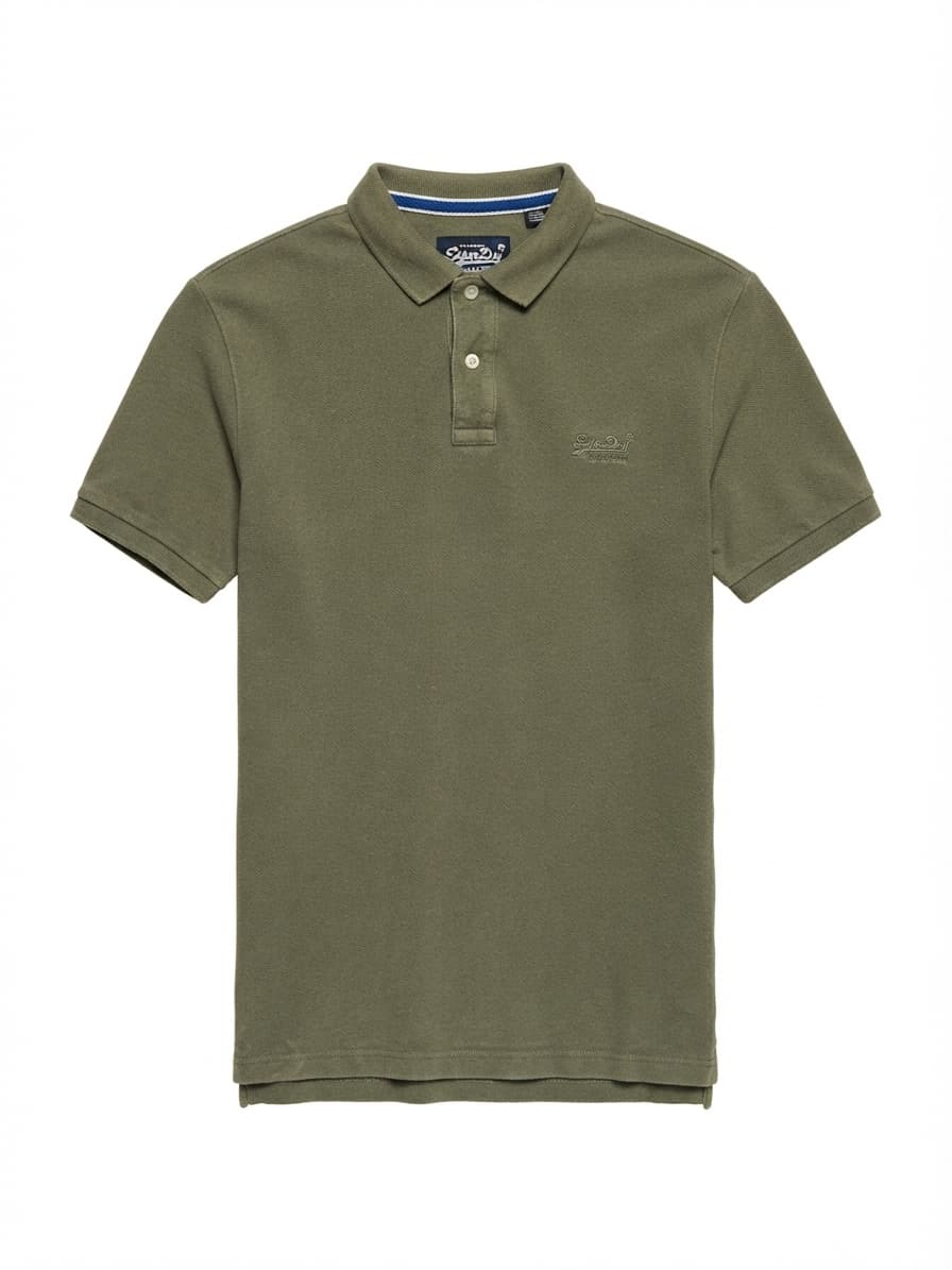 Superdry Pique Polo Shirt Embroidered Logo Olive Green Men's 2XL — photo 1 of 7