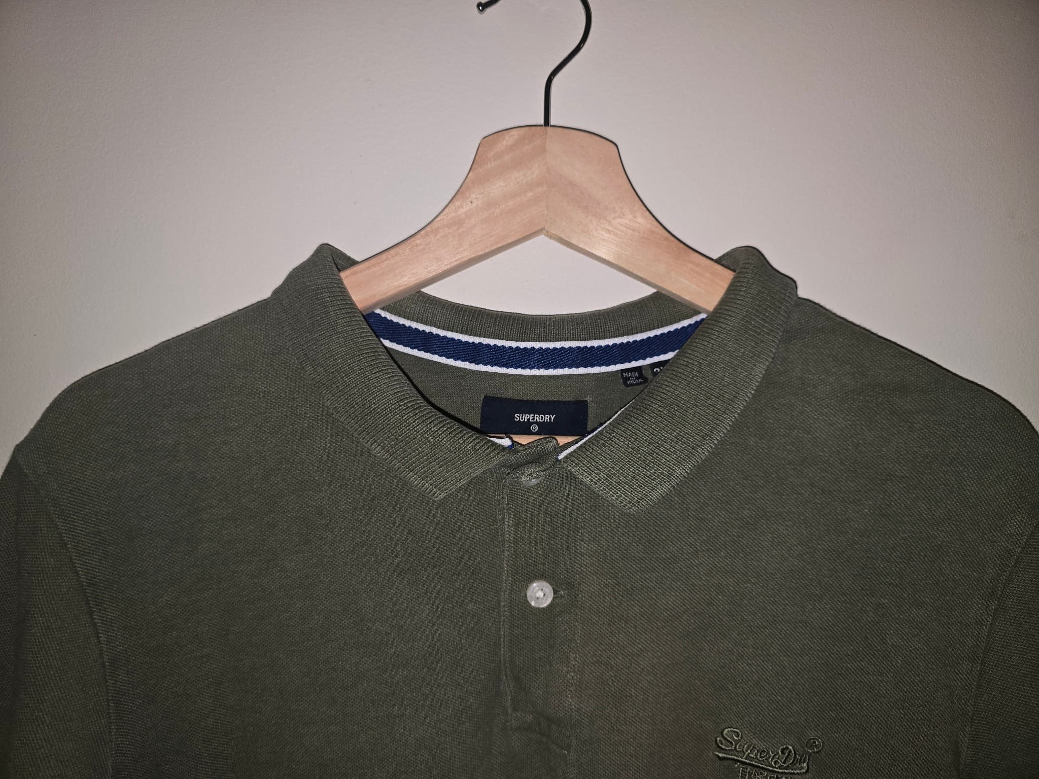 Superdry Pique Polo Shirt Embroidered Logo Olive Green Men's 2XL — photo 3 of 7