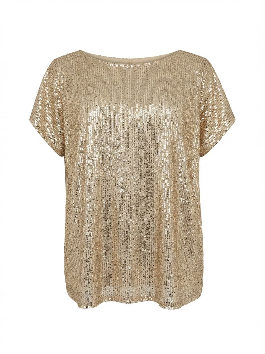 suzannegrae Sequin Blouse Short Sleeve Gold Women's XL — photo 1 of 6
