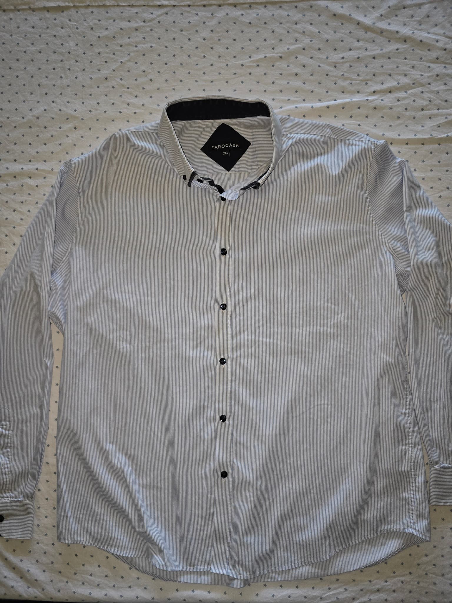 Tarocash Dress Shirt Pinstripe Long Sleeve White/Blue Men's 2XL — photo 2 of 6