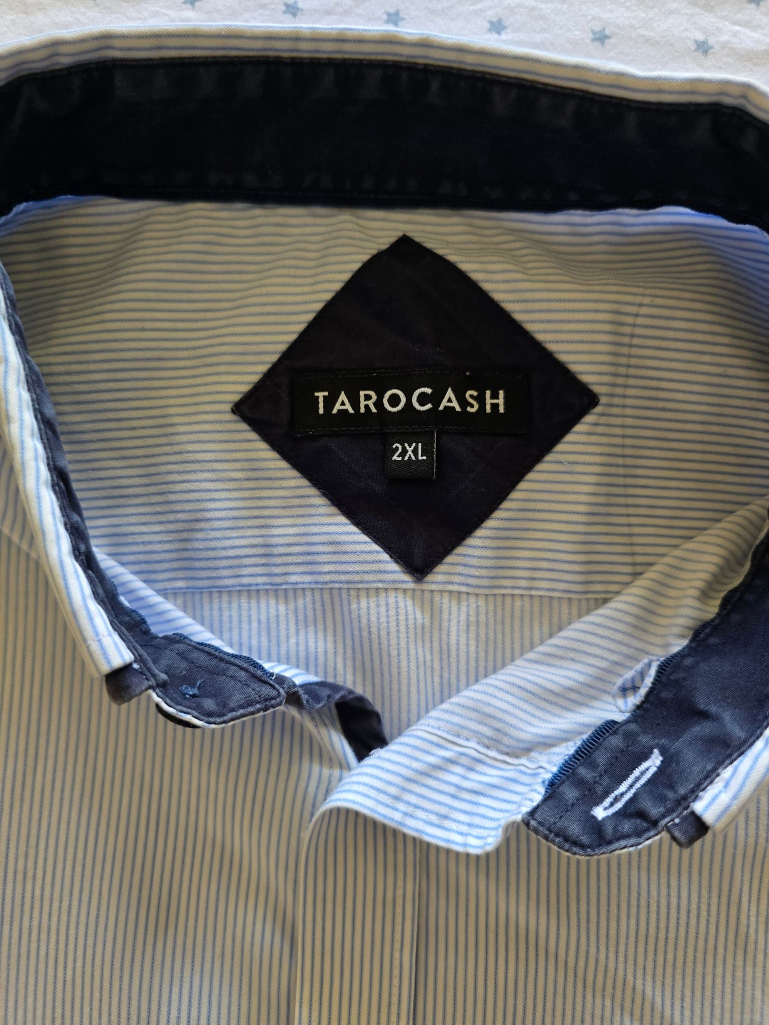 Tarocash Dress Shirt Pinstripe Long Sleeve White/Blue Men's 2XL — photo 4 of 6