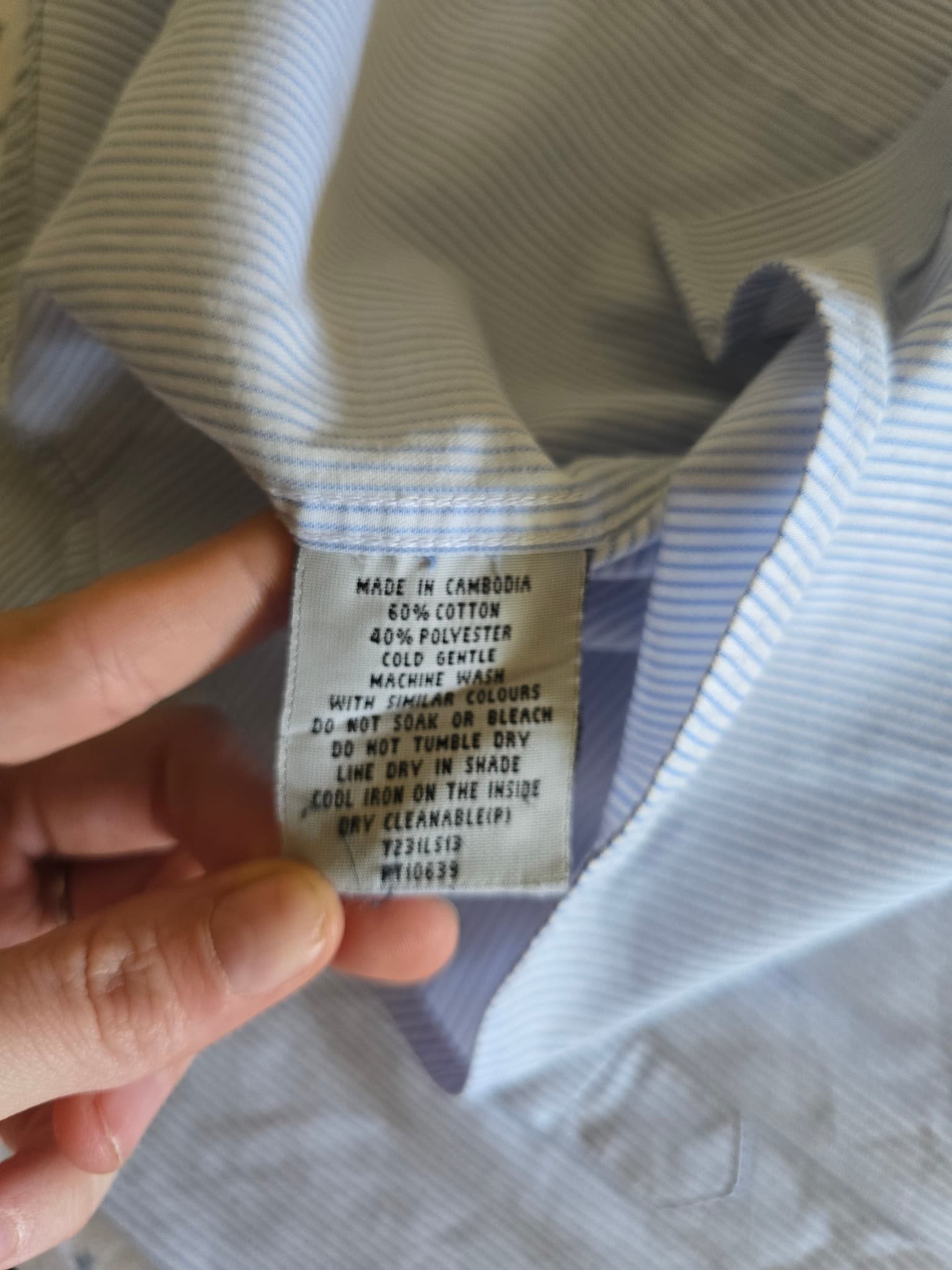 Tarocash Dress Shirt Pinstripe Long Sleeve White/Blue Men's 2XL — photo 6 of 6