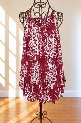 Theory Shift Dress Abstract Print Burgundy White Women's 4 — photo 2 of 3