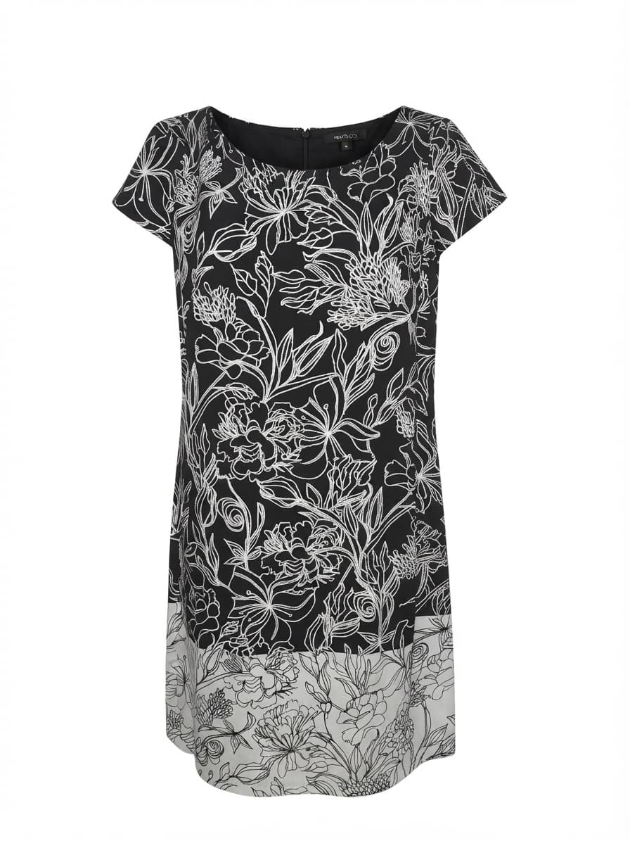 Tokito City Shift Dress Floral Print Black and White Women's 12 — photo 1 of 3