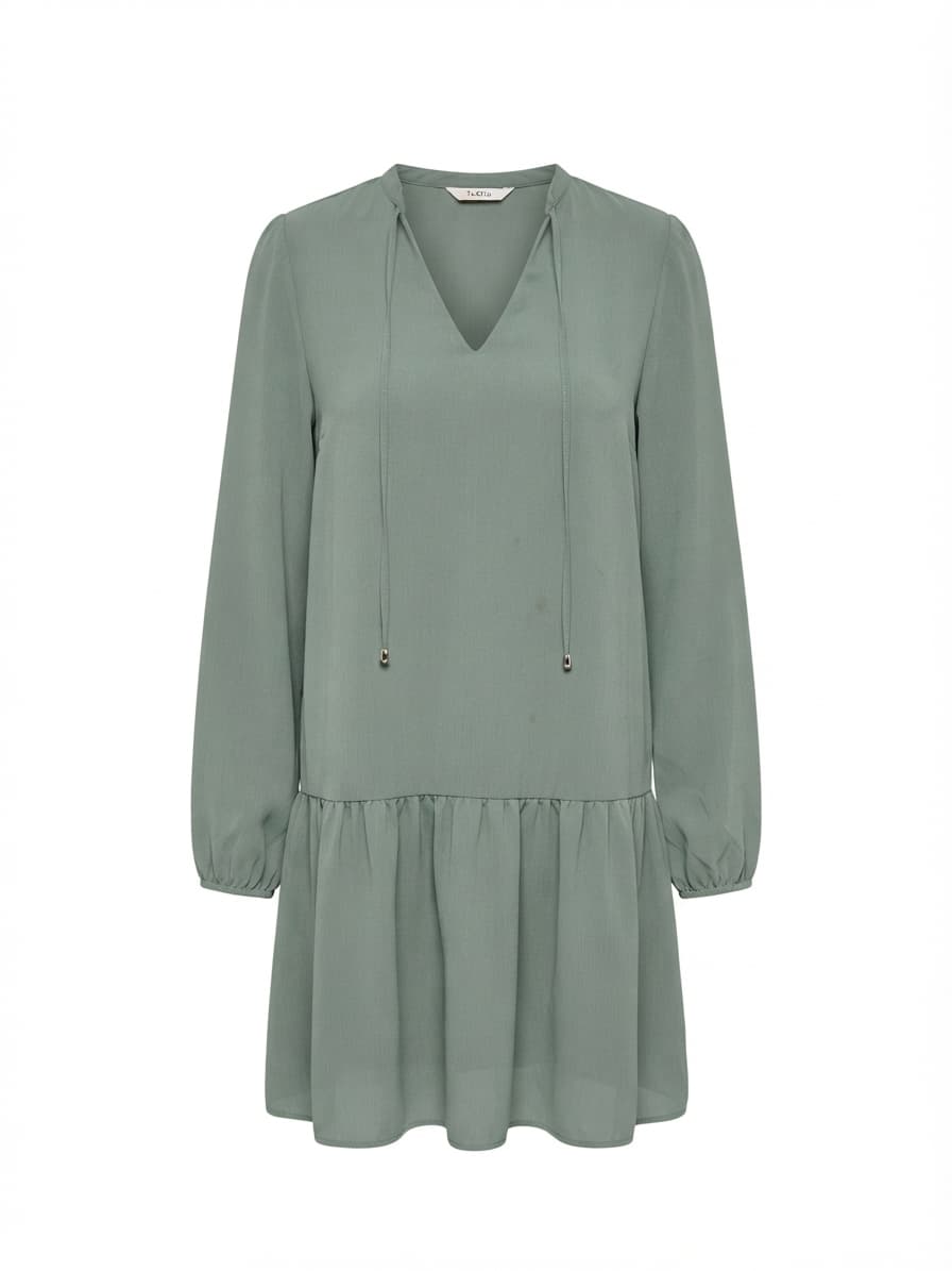 Tokito Mini Dress V-Neck Drop Waist Long Sleeve Sage Green Women's 8 — photo 1 of 5