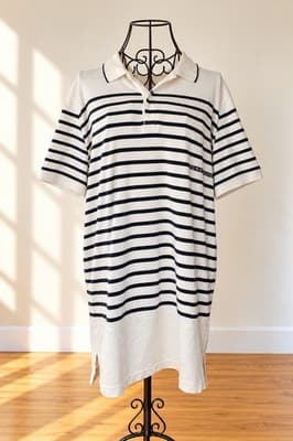 Tommy Hilfiger Polo Shirt Dress Striped Cream Navy Women's L — photo 1 of 4