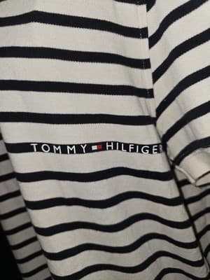 Tommy Hilfiger Polo Shirt Dress Striped Cream Navy Women's L — photo 3 of 4