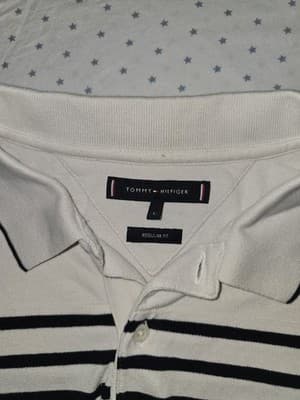 Tommy Hilfiger Polo Shirt Dress Striped Cream Navy Women's L — photo 4 of 4
