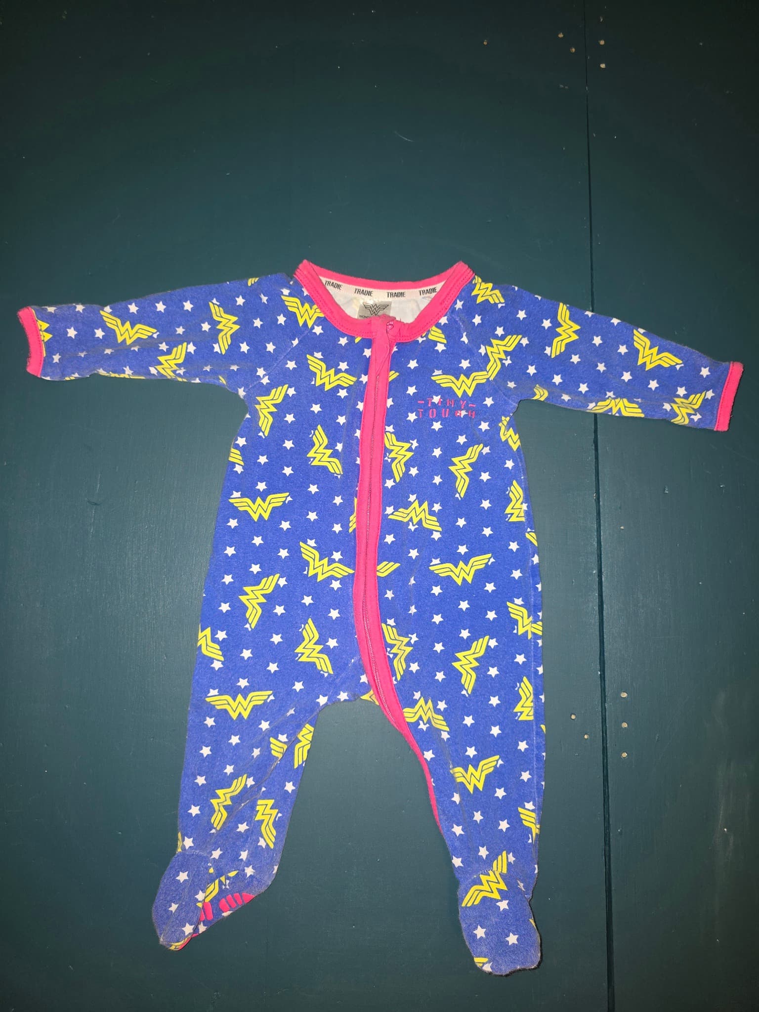 TRADIE Baby Footed Sleepsuit Wonder Woman Print Blue Baby 0-3 — photo 2 of 3