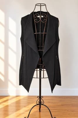 Trenery Open Front Drape Vest Black Women's S — photo 1 of 4