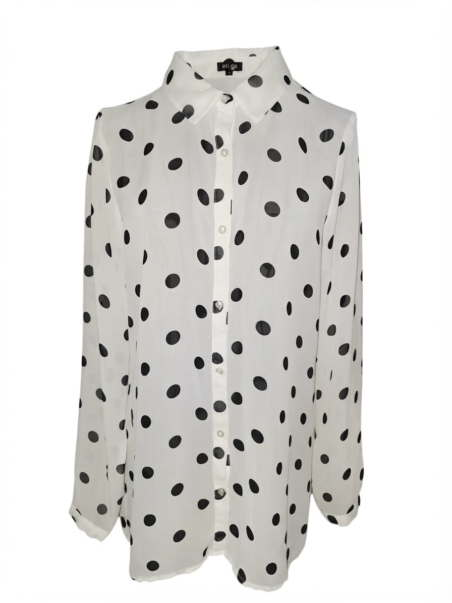 Unbranded Button-Down Shirt Polka Dot Pattern White and Black Women's 10 — photo 1 of 5