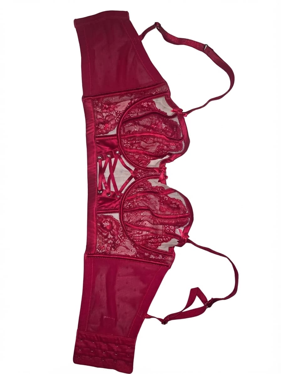 Vamp Corset Bra Lace Detail Red Women's 10DD — photo 1 of 6