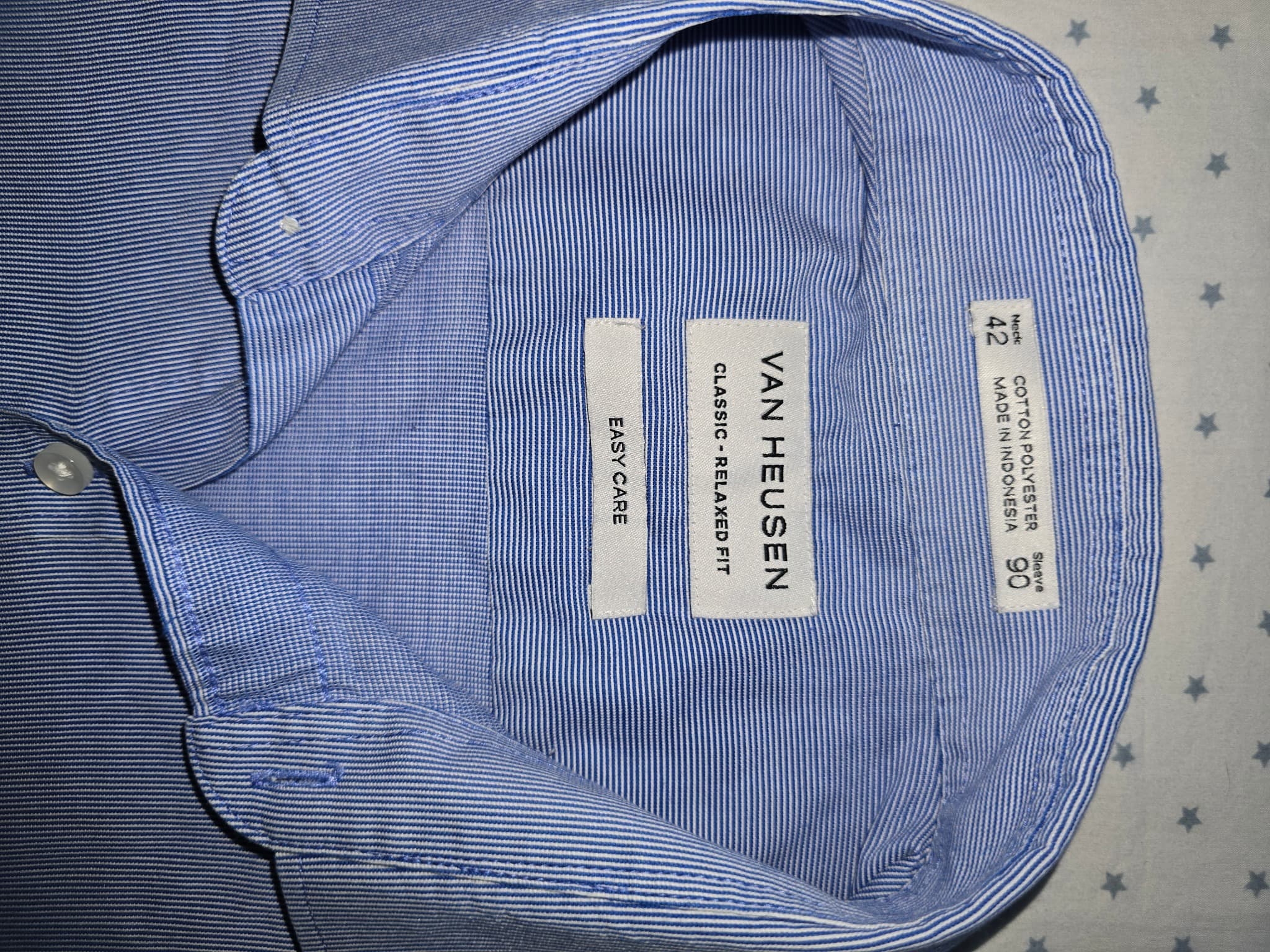 Van Heusen Dress Shirt Pinstripe Blue Men's 42 — photo 4 of 7